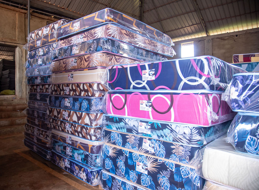 Featured mattress range stacked in different patterned finishes